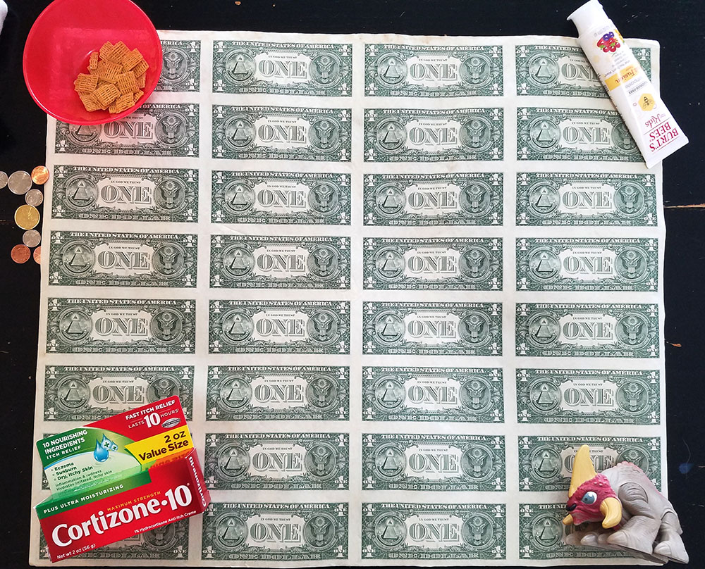 $1 bill uncut sheet - back
