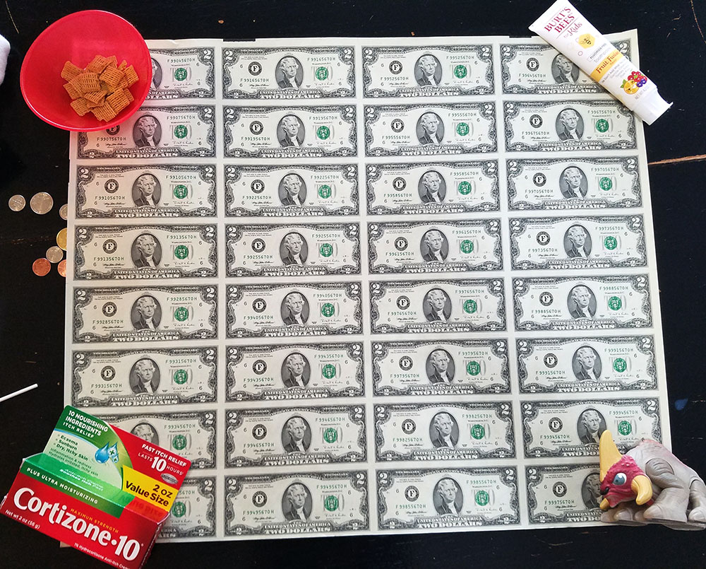 $2 bill uncut sheet
