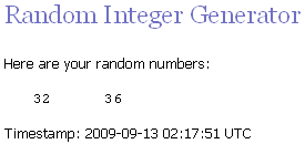 Random.org chosen #'s