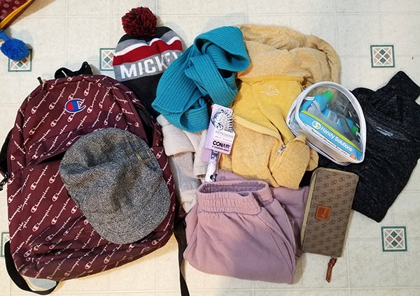 backpack of goodies