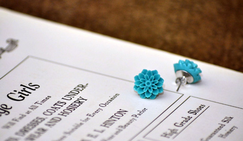 blue flower earings
