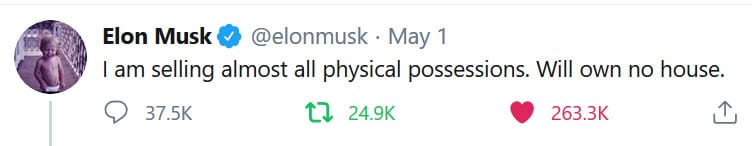 elon musk selling everything tweet