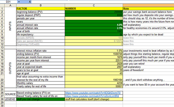 financial life plan sheet