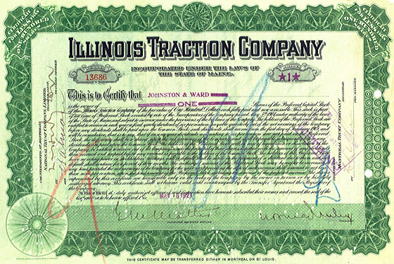 illinois traction company stock certificate