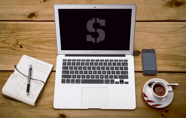 laptop coffee money