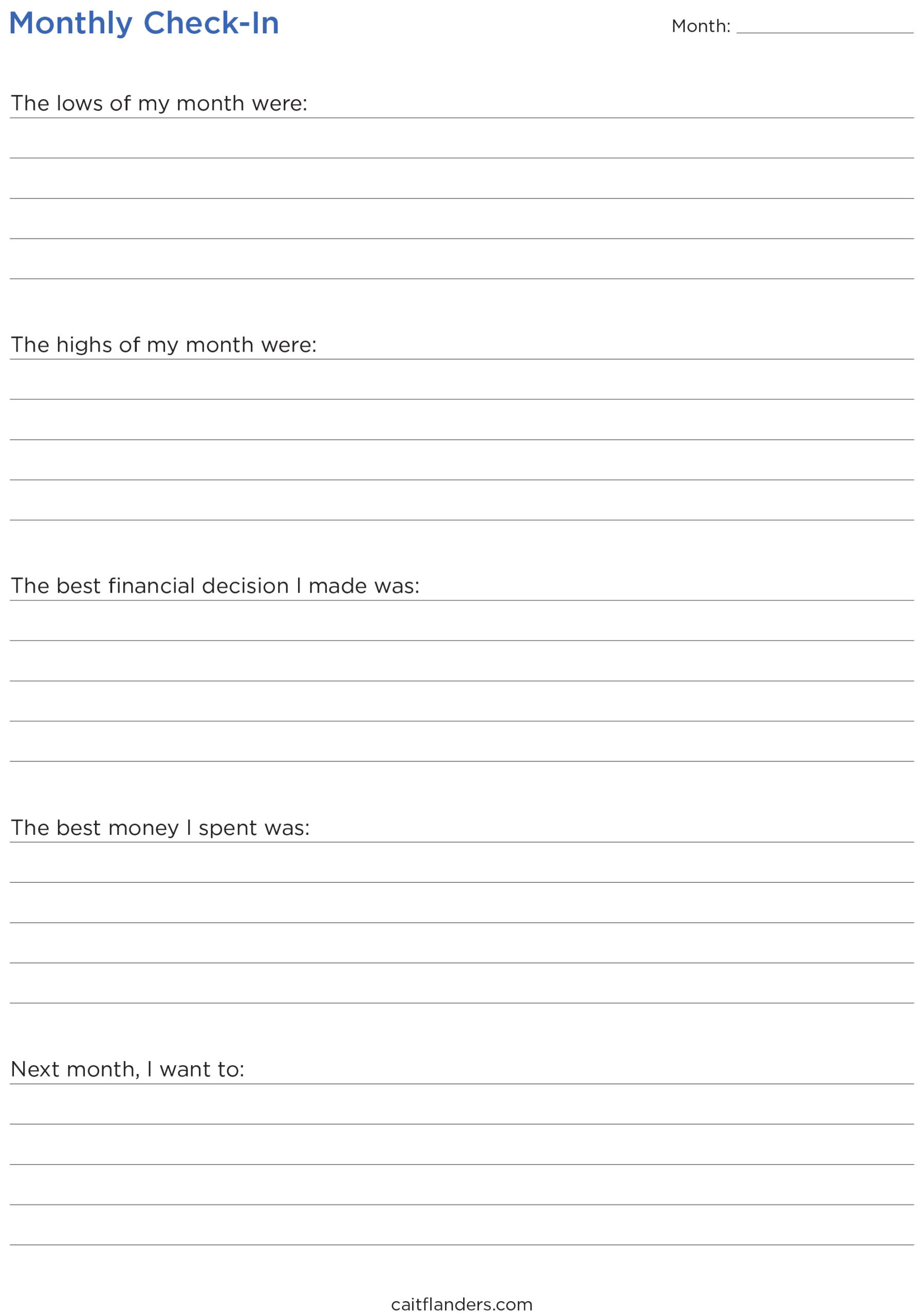 monthly check-in template