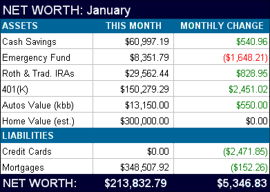 January 2011 Net Worth