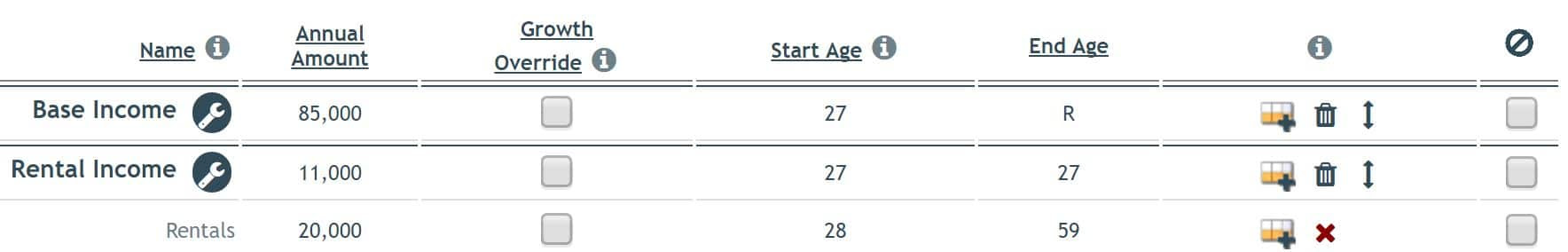 ontrajectory income screen