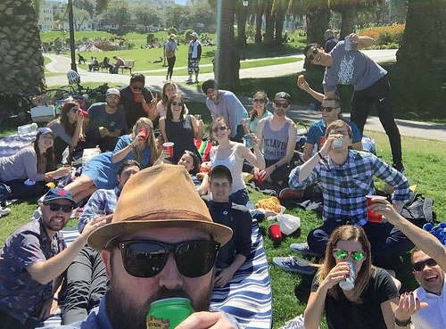 partying on lawn