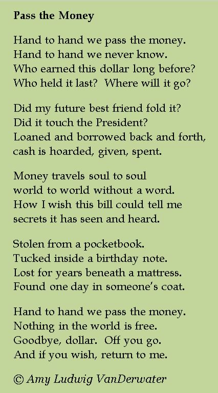 pass the money poem