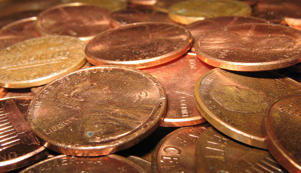 pennies close up