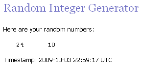 Random numbered winers