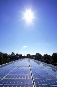 solar panels in the sun