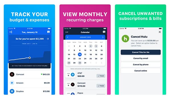 truebill app screenshots