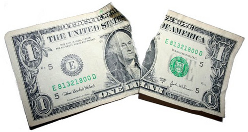 ripped dollar bill